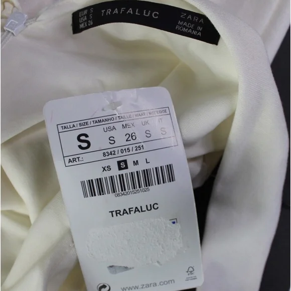 Zara NWT Ecru Side Mesh Mini Dress Small - Picture 5 of 5